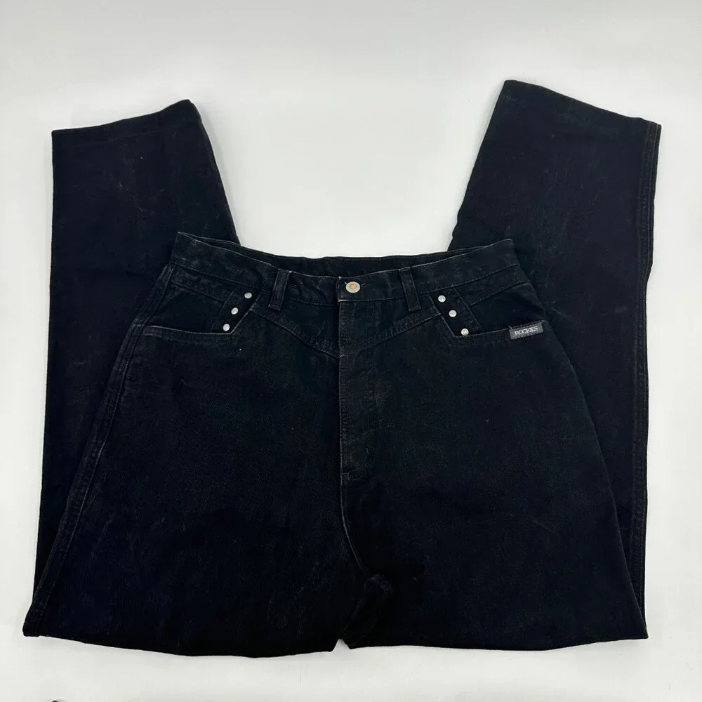 Womens Rockies Black Super High Rise Pocketless Western Jeans - Picture 2 of 7